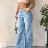 Jean Wide Leg Bordado Floral