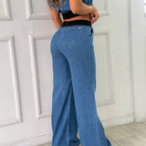 Jean Wide Leg Con Pretina Elástica