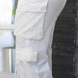 Pantalon Recto Con Brillo Y Encaje